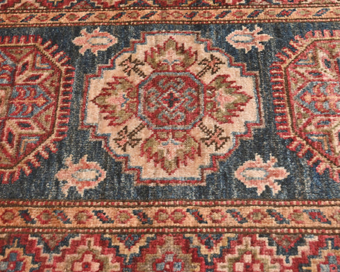 2x3 Gray Kazak Afghan Hand Knotted Wool Area Rug